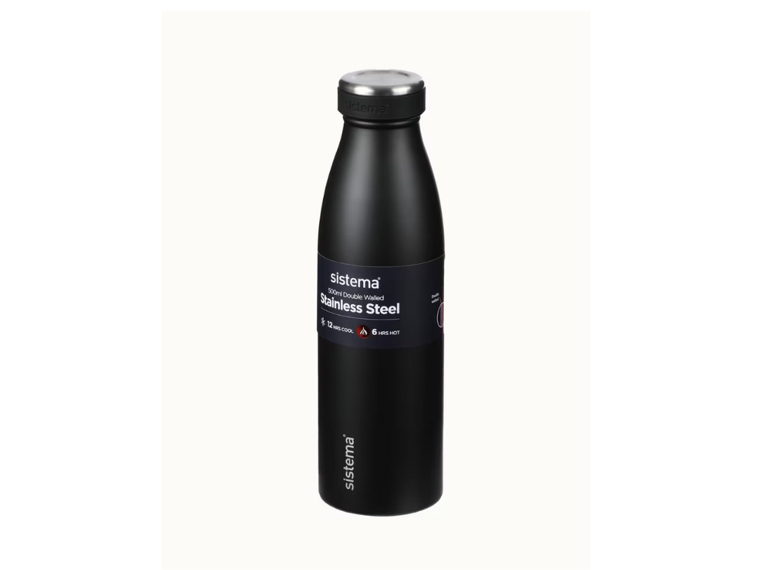 Sistema 500ml Stainless Steel Bottle – Hot & Cold Insulated | Qatar Sistema 500ml Stainless Steel Bottle – Hot & Cold Insulated | Qatar